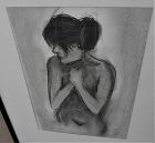 Contemporary charcoal drawing female nude signed