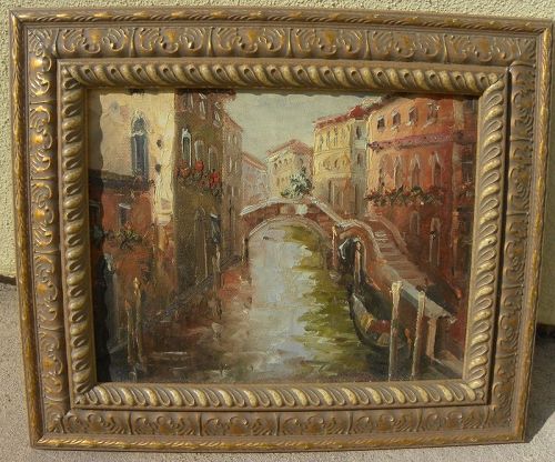 Venice Italy contemporary impressionist painting canal bridge
