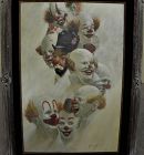 ROBERT OWEN (1930-) large impressive painting of clowns by master