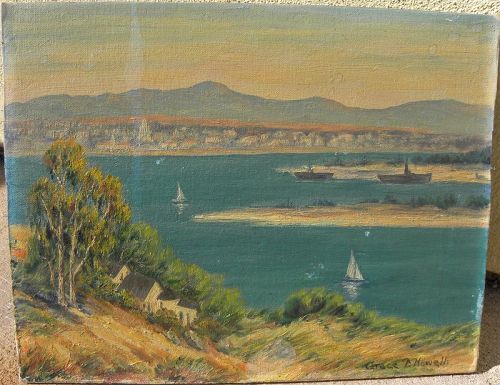 GRACE T. HOWELL (1876-1966) San Diego coast vintage painting