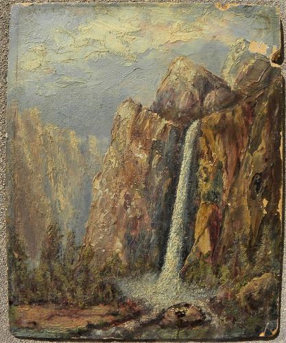 Antique California painting of Yosemite Valley circa 1913