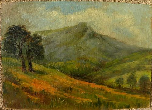 Small California vintage painting possibly Mt. Tam Marin County