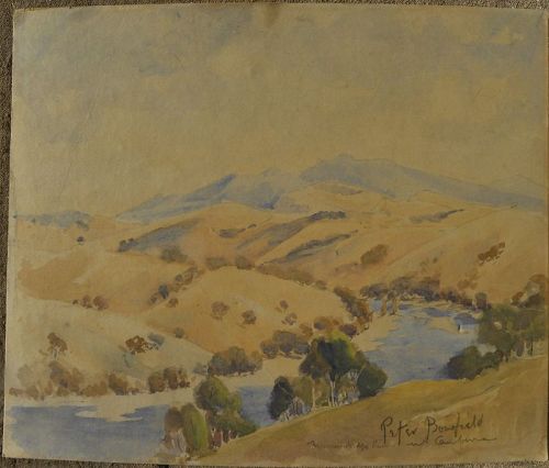 PETER BOUSFIELD vintage Australian watercolor painting Canberra