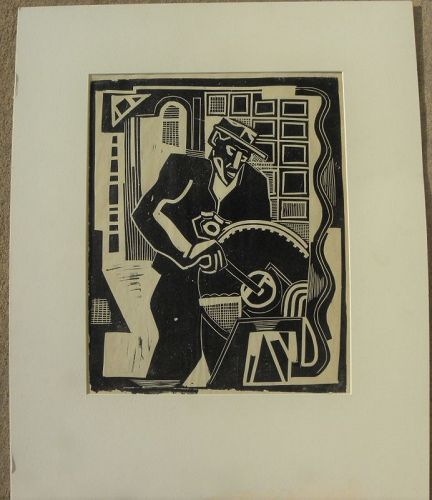 IRVING LEHMAN (1900-1983) woodcut print figure Expressionist