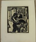 IRVING LEHMAN 1900-1983 WPA era woodcut print laborer