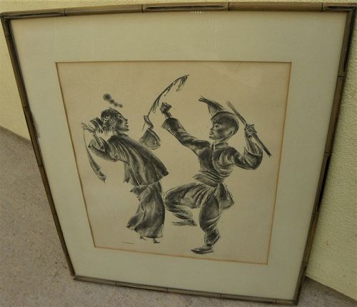 THOMAS HANDFORTH 1897-1948 pencil signed Asian inspired lithograph