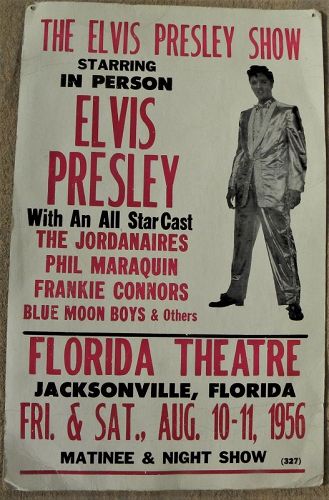 Elvis Presley replica poster memorabilia 1956 Jacksonville show