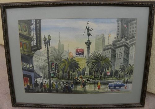 SUN YING (1919-2016) watercolor painting San Francisco California