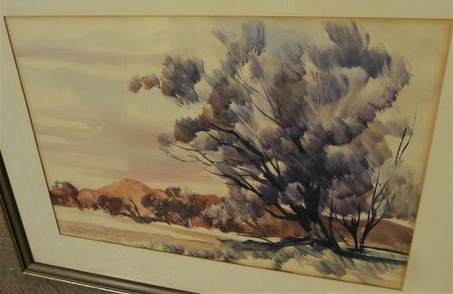 ROBERT UECKER (1929-2005) California watercolor art painting