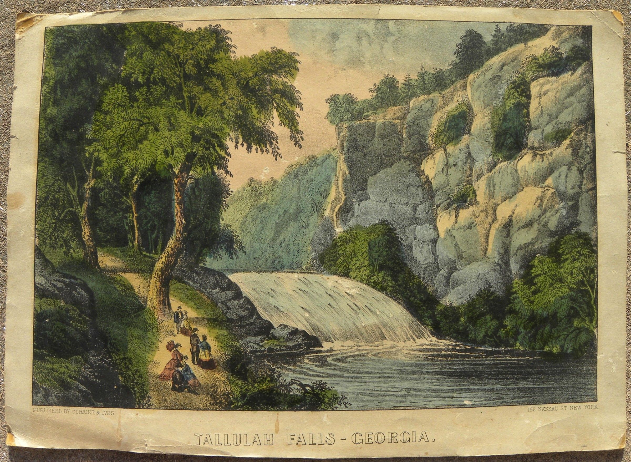 Currier &amp; Ives original antique lithograph Tallulah Falls Georgia