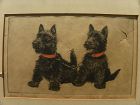 META PLUCKEBAUM (1876-1945) etching of terriers as-is condition