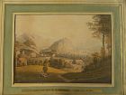 Antique Austrian early 19th century landscape drawing