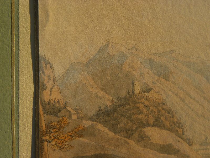 Antique Austrian early 19th century landscape drawing