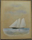THOMAS G. DUTTON (c. 1819-1891) watercolor schooner marine artist