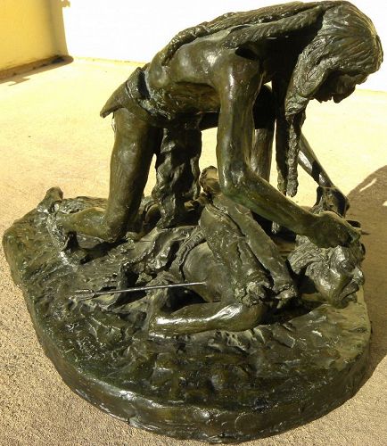 BOB SCRIVER (1914-1999) impressive bronze sculpture Native Americans