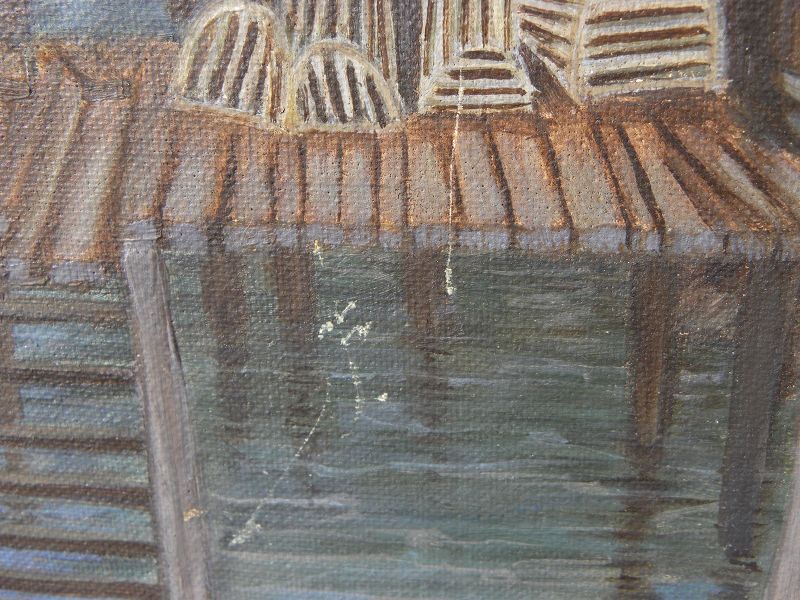 Maine coast cove with lobster traps contemporary painting
