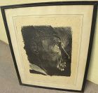 Vintage circa 1940 lithograph of a man pencil signature BARSICK