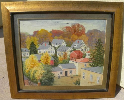 Contemporary New York area painting "The Suburb" signed Ben Rosen