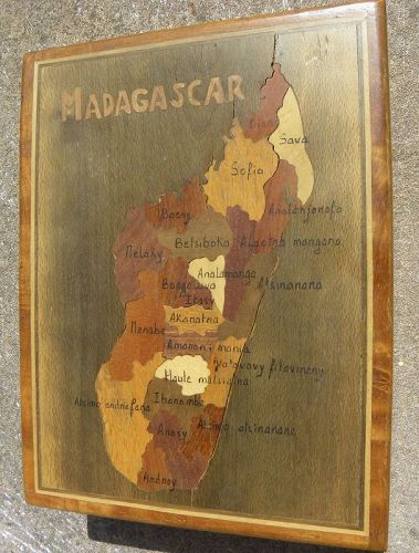 Africana hand crafted wood box from Madagascar different wood pieces