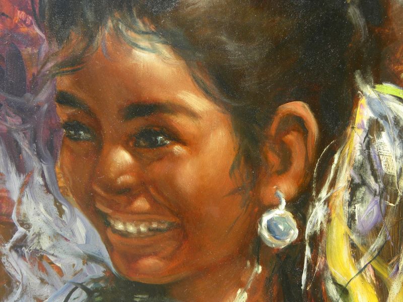 RAMON KELLEY 1939- Southwestern American art painting Native American