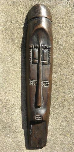 African art dark wood sculpture hand carving to hang on wall
