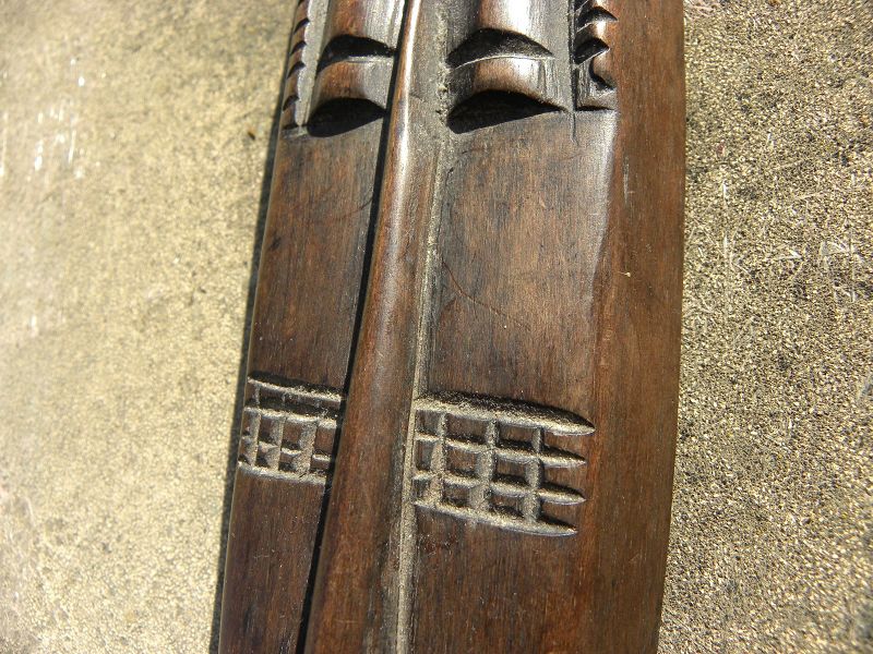 African art dark wood sculpture hand carving to hang on wall