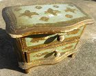 Italian vintage jewelry or trinkets wood casket gilt paint incised