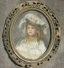 PIERRE-AUGUSTE RENOIR 1841-1919 hand pastel over vintage print of girl