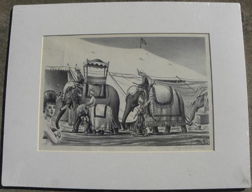 RAYMOND CREEKMORE American artist signed circus lithograph c. 1940