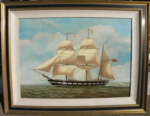 Antique marine art English nautical painting of clipper ship