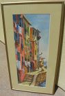Italian Cinque Terre watercolor painting of Riomaggiore by M. Laudo