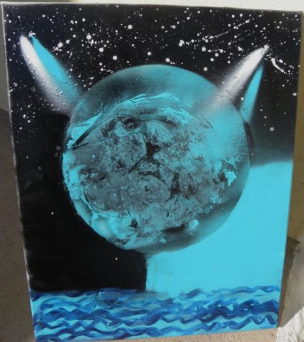 Contemporary painting space planetary theme