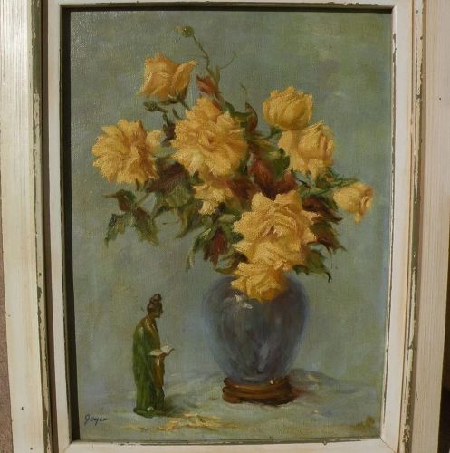 American impressionist signed still life oil painting