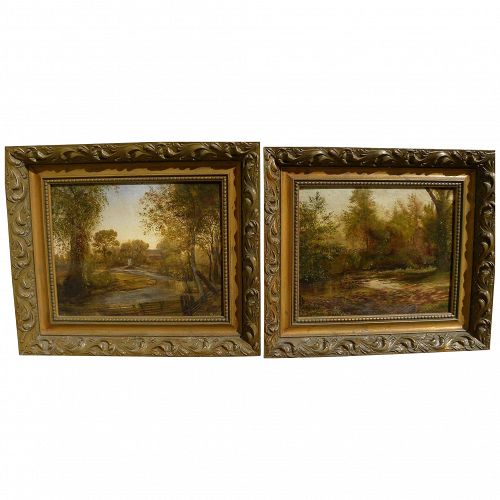 FRANKLIN JAY LEWIS (1838-1910) **pair** 19th century Hudson River style paintings by listed early California artist