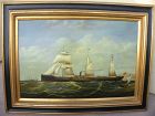 Contemporary marine art nautical painting 19th century ship seascape