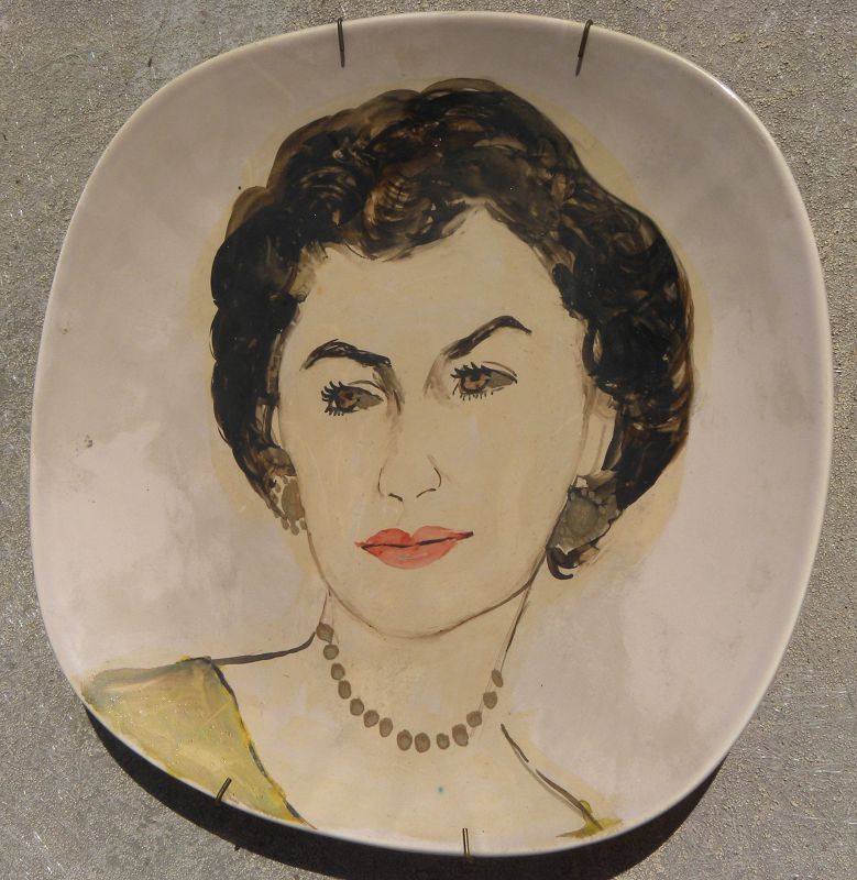 Ceramic plate portrait likely by noted artist GEORGE CHANN (1913-1995)