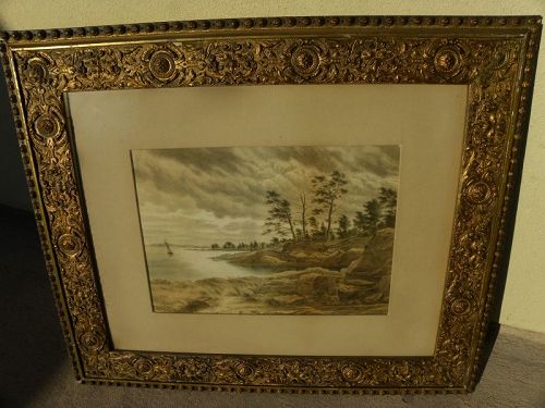 Antique 19th century watercolor painting signed Carl H. Schmidt