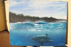 Illustration art style painting JAWS-like shark artist Ryan Wells