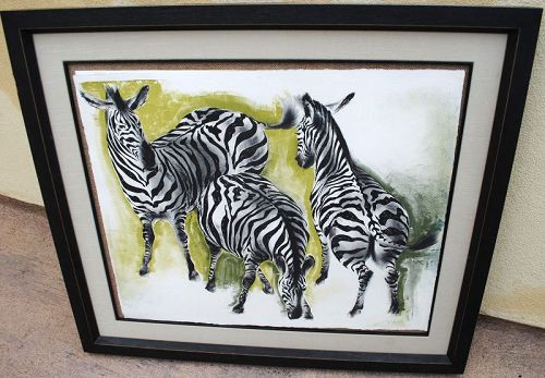 Hans Erni 1909-2015 important Swiss artist signed lithograph of zebras