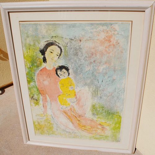 Vu Cao Dam 1908-2000 Vietnamese art pencil signed rare lithograph