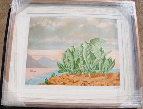 After Rene Magritte print "L'Isle au Tresor" signed by wife Georgette