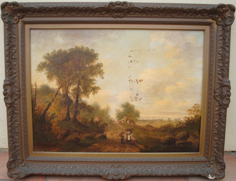 Hudson River style c.1870's antique American landscape painting