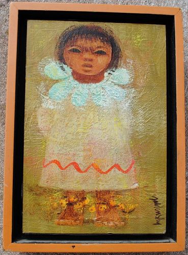 Carol Jablonsky 1939-1992 Native American Mexican child painting