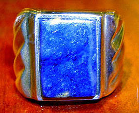 Large Sterling Silver Lapis Taxco Mexico Man’s Ring with all Hallmarks