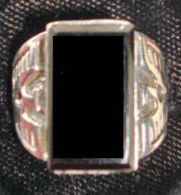 Large Vintage Onyx Ring Navajo Sterling Silver Thunderbird Men's