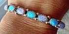 Gorgeous Opal Sterling Silver Cuff Bracelet Signed