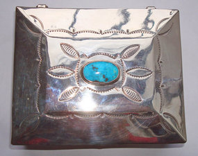 Sterling Turquoise Native American Treasure Chest Box