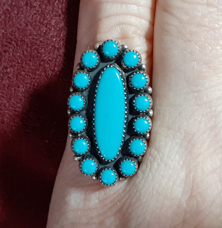 Vintage Sterling Silver Turquoise Ring Native American Signed