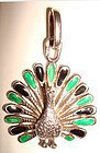 Fine Silver Enamel Peacock Bird Pendant Italy all Hallmarks