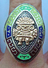 Rare 18K Gold and Sterling Colorful Enamel Ring Mexico